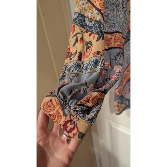 Christian Siriano New York Blouse Button Down Floral Print Multicolor Patchwork - Picture 4 of 7